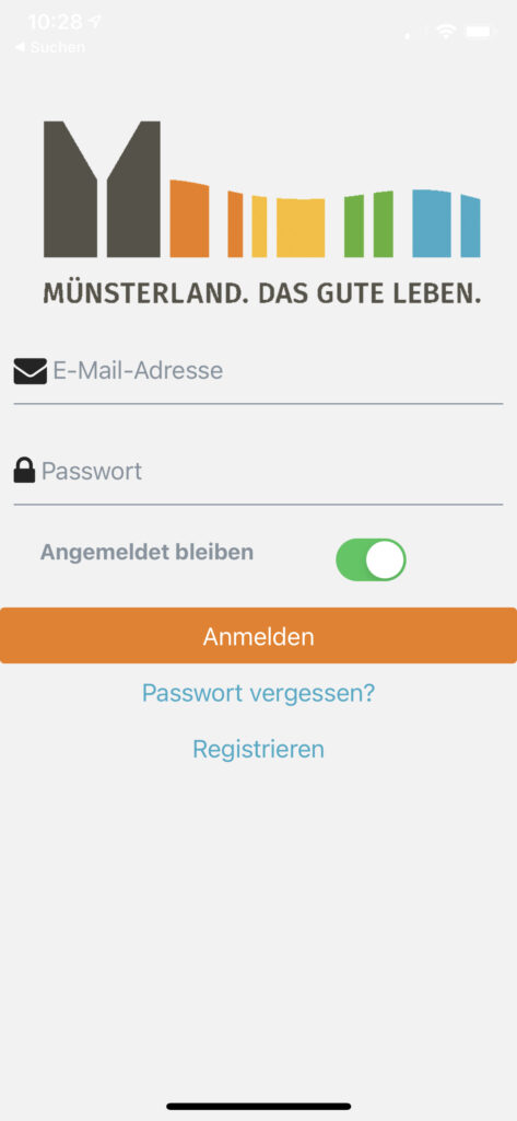 App-Screenshot Bürgerlabor Münsterland Login