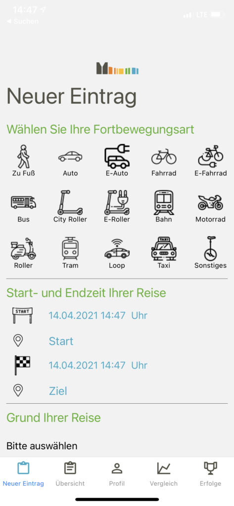 App-Screenshot Bürgerlabor Münsterland Neuer Eintrag